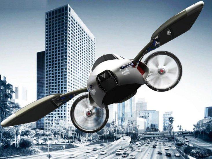 flying car in city