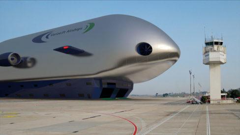 A prototype helium airship made of aluminum.