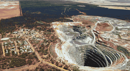 A lithium mine dug deep into the Earth's surface.