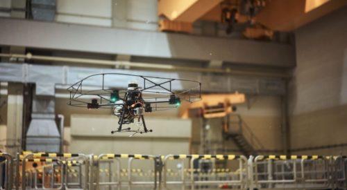 drone flying in nuclear power facility