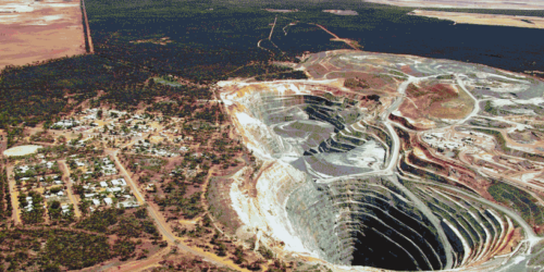 A lithium mine dug deep into the Earth's surface.